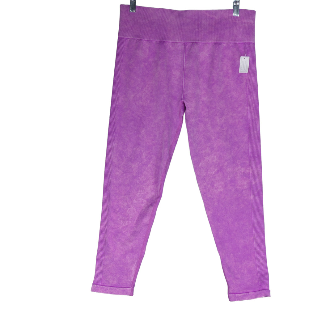 NEW High Rise Seamless Crop Leggings Juniors XXL 19 Womens XL Wide Waist Ribbing